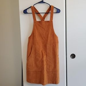 Madewell mustard apron style corduroy dress